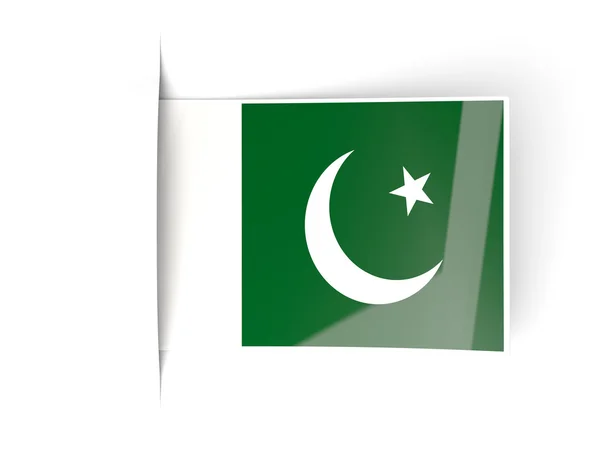 Fyrkantig etikett med flagga i pakistan — Stockfoto