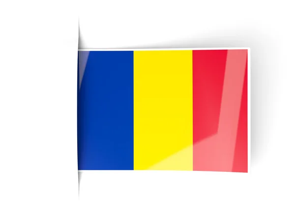 Kwadrat etykieta flaga Rumunii — Zdjęcie stockowe