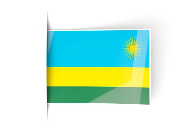 Vierkante label met vlag van rwanda — Stockfoto