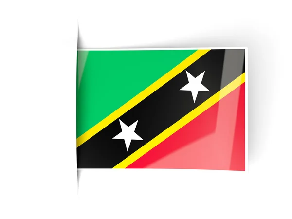 Rótulo quadrado com bandeira de saint kitts e nevis — Fotografia de Stock