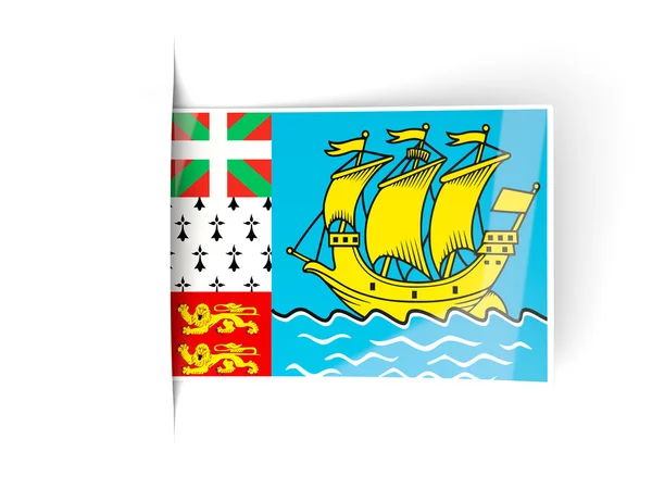 Vierkante label met vlag van saint pierre en miquelon — Stockfoto