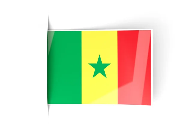 Fyrkantig etikett med flagga senegal — Stockfoto