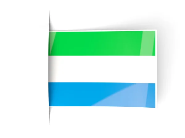 Etiqueta cuadrada con bandera de Sierra Leona — Foto de Stock