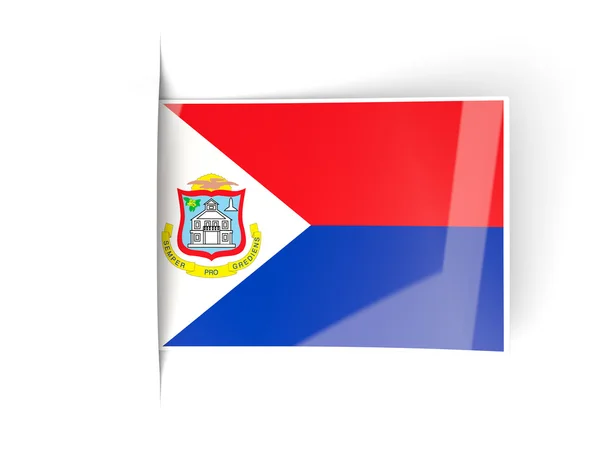 Sint maarten bayrağı ile kare etiketi — Stok fotoğraf
