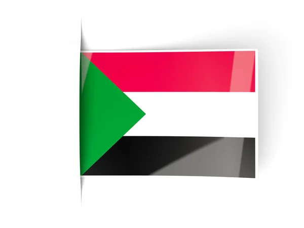 Τετράγωνη ετικέτα με την σημαία του Σουδάν — Φωτογραφία Αρχείου