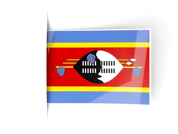 Vierkante label met vlag van swaziland — Stockfoto