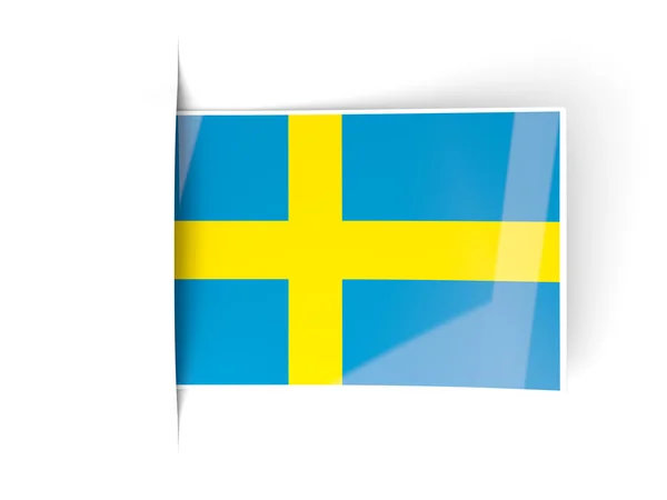 Rótulo quadrado com bandeira da Suécia — Fotografia de Stock