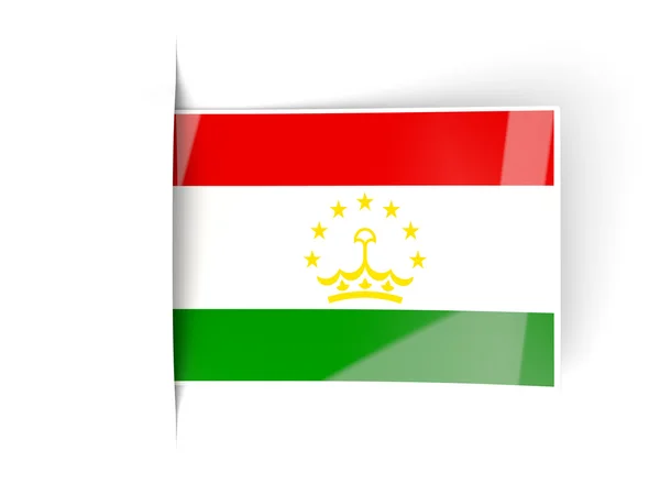 Etichetta quadrata con bandiera di tajikistan — Foto Stock