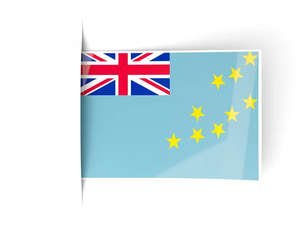 Firkantet etiket med flag tuvalu - Stock-foto