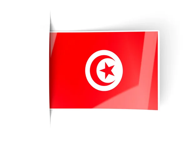 Fyrkantig etikett med flagga Tunisien — Stockfoto