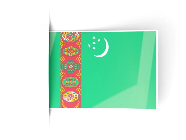 Kwadrat etykieta flaga Turkmenistanu — Zdjęcie stockowe