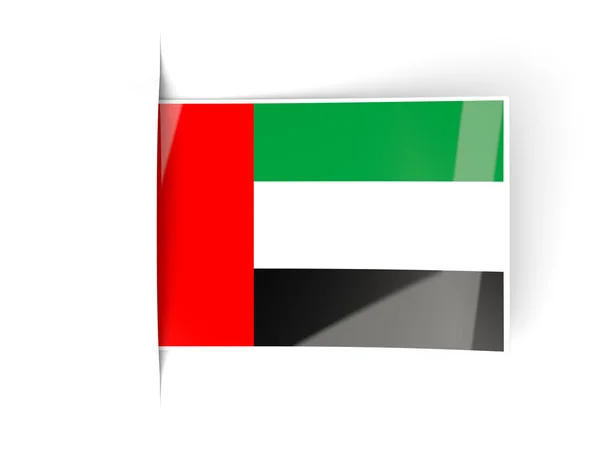 Rótulo quadrado com bandeira de emirados árabes unidos — Fotografia de Stock