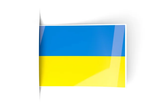 Quadratisches Etikett mit der Flagge der Ukraine — Stockfoto