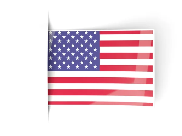 Square label with flag of united states of america — Stock Photo, Image