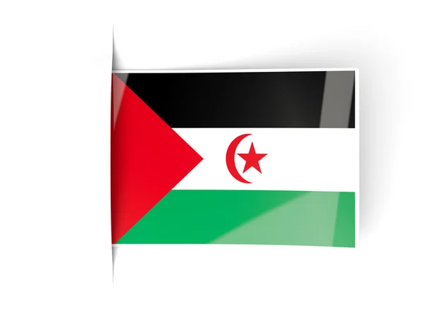Quadratisches Etikett mit Flagge der westlichen Sahara — Stockfoto