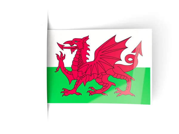 Vierkante label met vlag van wales — Stockfoto