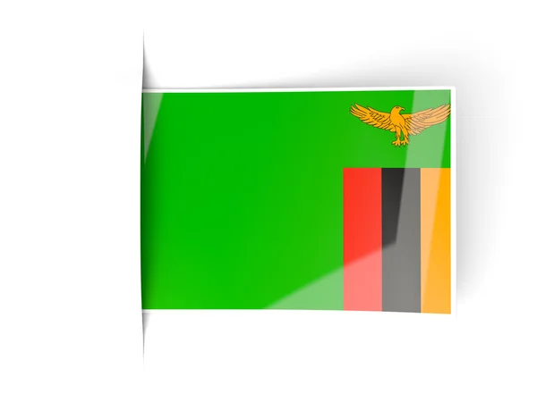 Čtvercový popisek s vlajka Zambie — Stock fotografie