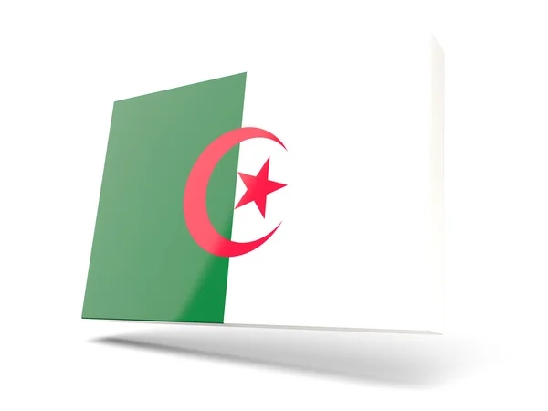 Quadratische Ikone mit algerischer Flagge — Stockfoto