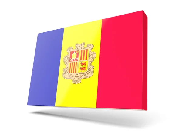 Ícone quadrado com bandeira de andorra — Fotografia de Stock