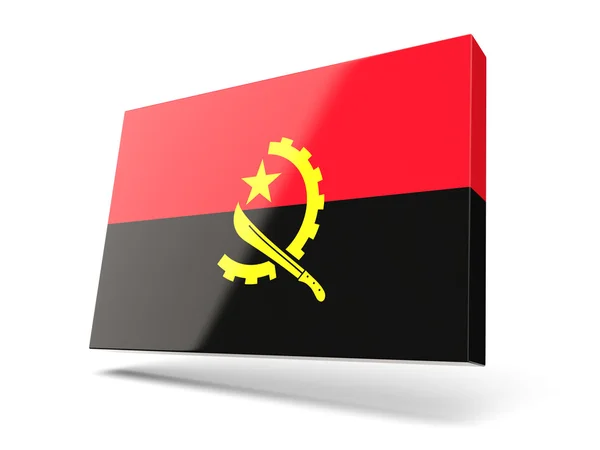 Angola bayrağı ile kare simgesi — Stok fotoğraf