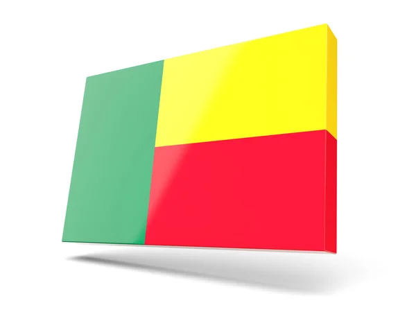 Ícone quadrado com bandeira de benin — Fotografia de Stock
