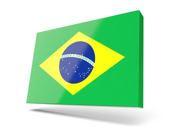 Brezilya bayrağı ile kare simgesi — Stok fotoğraf