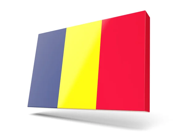 Icona quadrata con bandiera del Ciad — Foto Stock