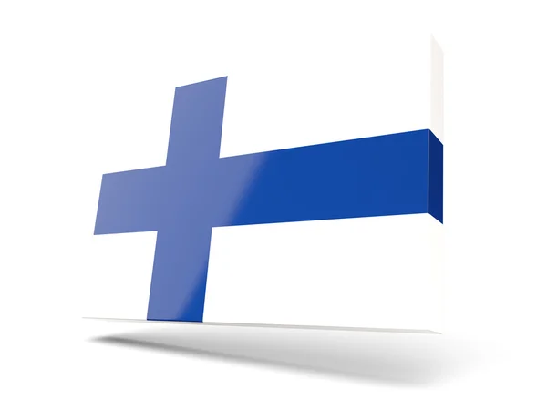 Finlandiya bayrağı ile kare simgesi — Stok fotoğraf