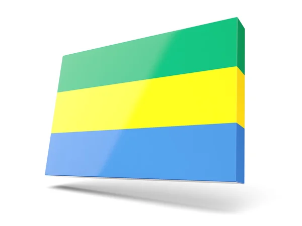 Icône carrée avec drapeau du Gabon — Photo