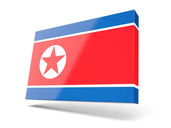 Korea_north bayrağı ile kare simgesi — Stok fotoğraf