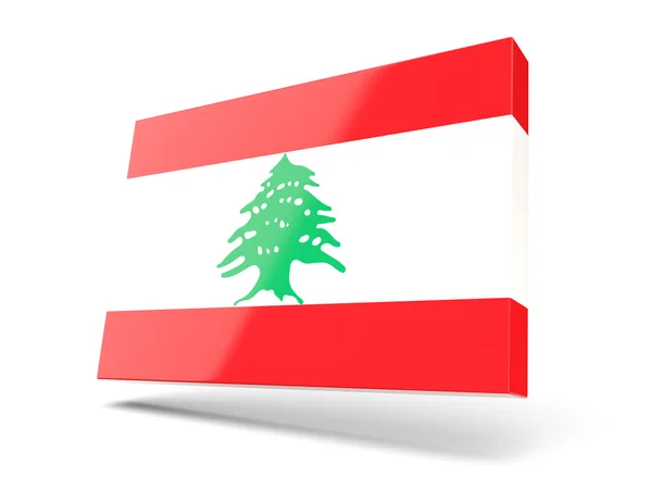 Négyzet alakú ikon a Libanon zászlaja — Stock Fotó