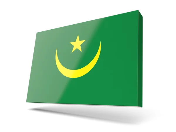 Ícone quadrado com bandeira de mauritania — Fotografia de Stock