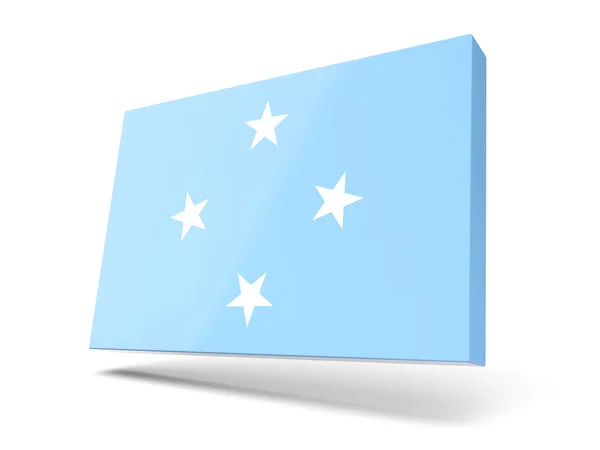 Ícone quadrado com bandeira de micronésia — Fotografia de Stock