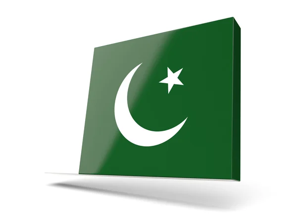 Čtvercová ikona s vlajka Pákistánu — Stock fotografie