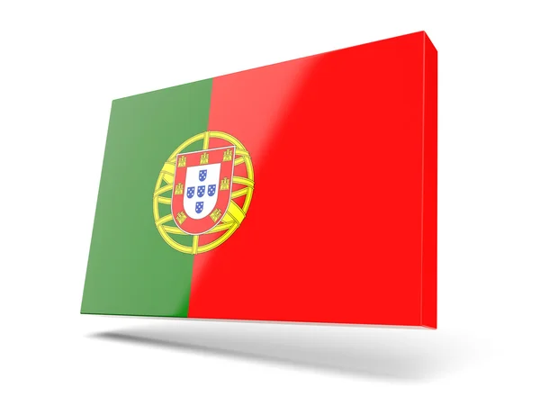 Квадратная икона с флагом Португалии — стоковое фото