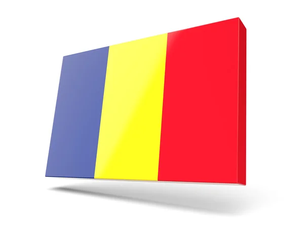 Icona quadrata con bandiera della Romania — Foto Stock