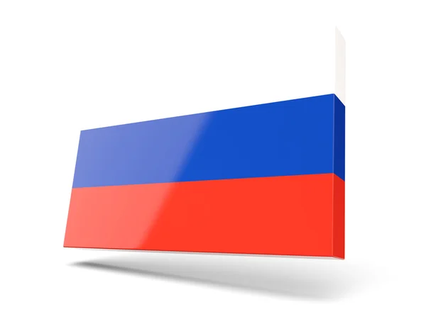 Čtvercová ikona s vlajka Ruska — Stock fotografie