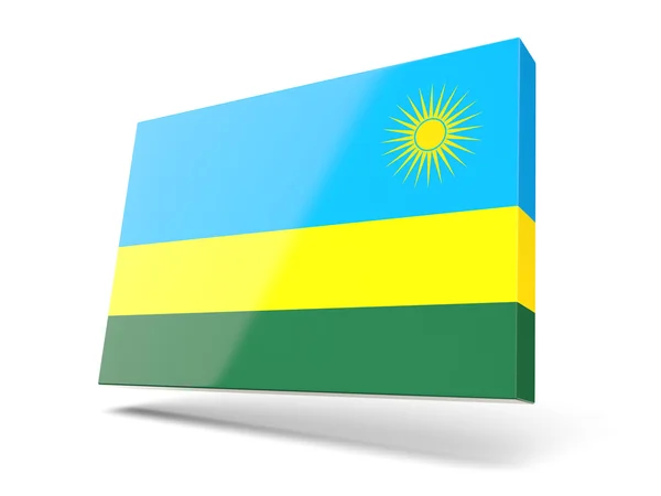 Квадратная икона с флагом Руанды — стоковое фото