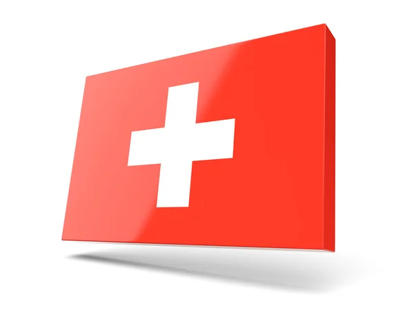 Vierkante pictogram met de vlag van Zwitserland — Stockfoto