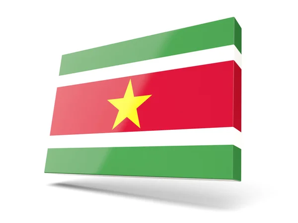 Icono cuadrado con bandera de surinam — Foto de Stock