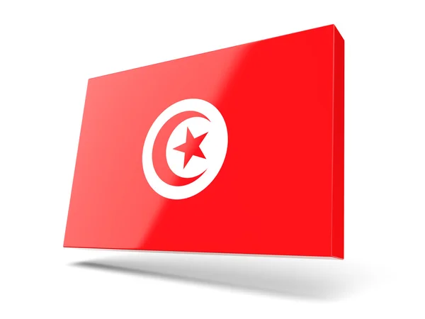 Fyrkantig ikon med flagga Tunisien — Stockfoto