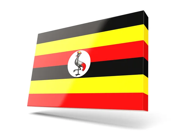 Čtvercová ikona s vlajka Ugandy — Stock fotografie