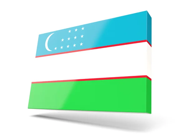 Square icon with flag of uzbekistan — Stock Photo, Image