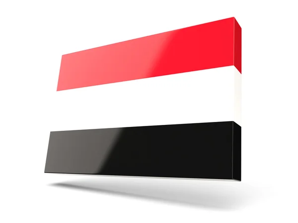 Ikon persegi dengan bendera yemen — Stok Foto
