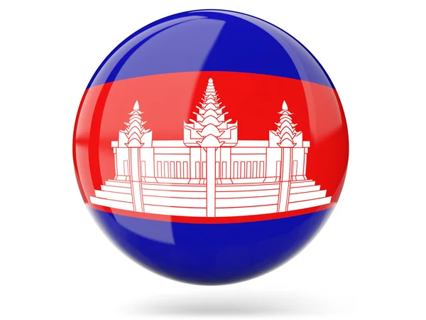 Ícone redondo com bandeira de cambodia — Fotografia de Stock