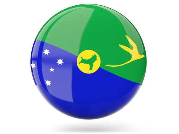 Icône ronde avec drapeau de l'île christmas, isolé sur blanc — Stockfoto