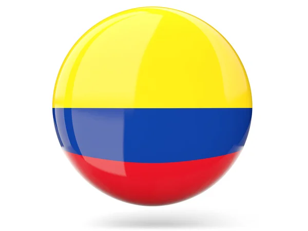 Ícone redondo com bandeira da Colômbia — Zdjęcie stockowe