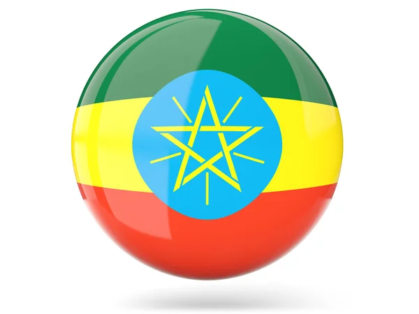 Etiyopya bayrağı ile yuvarlak simge — Stok fotoğraf
