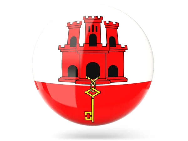 Ícone redondo com bandeira de gibraltar — Fotografia de Stock
