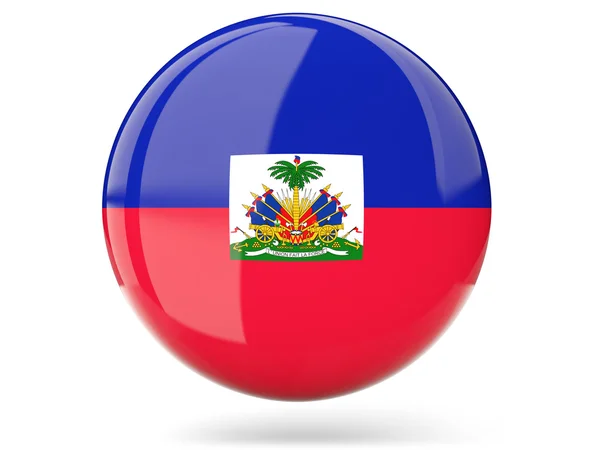 Runda ikonen med flagga i haiti — Stockfoto